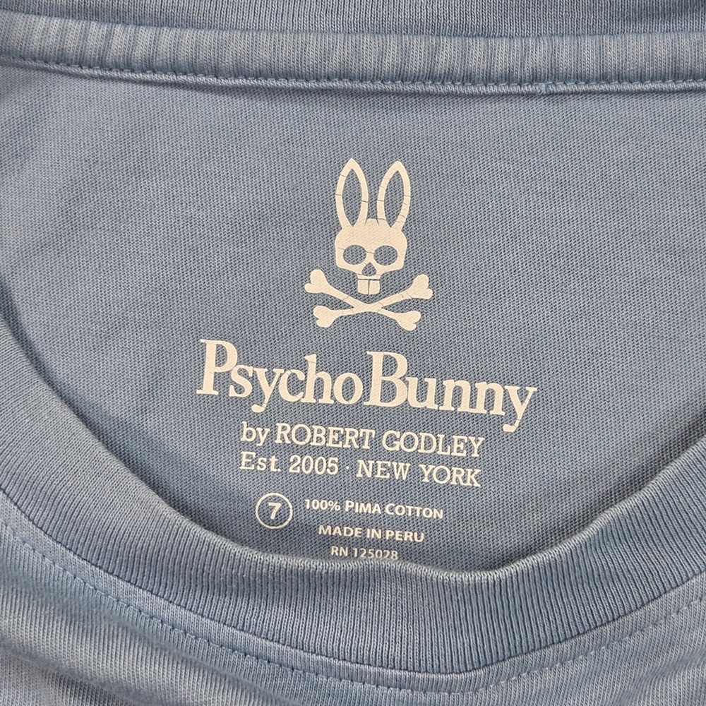 Psycho Bunny Graphic T-Shirt Mens Size 7 XL Blue Pima Cotton Logo Tee - Picture 3 of 12